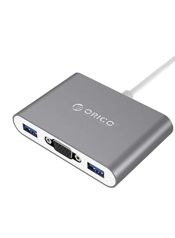 

Orico USB Hub with Type-C to VGA/Type-C/Type-A Converter, B06XNL2588, Silver