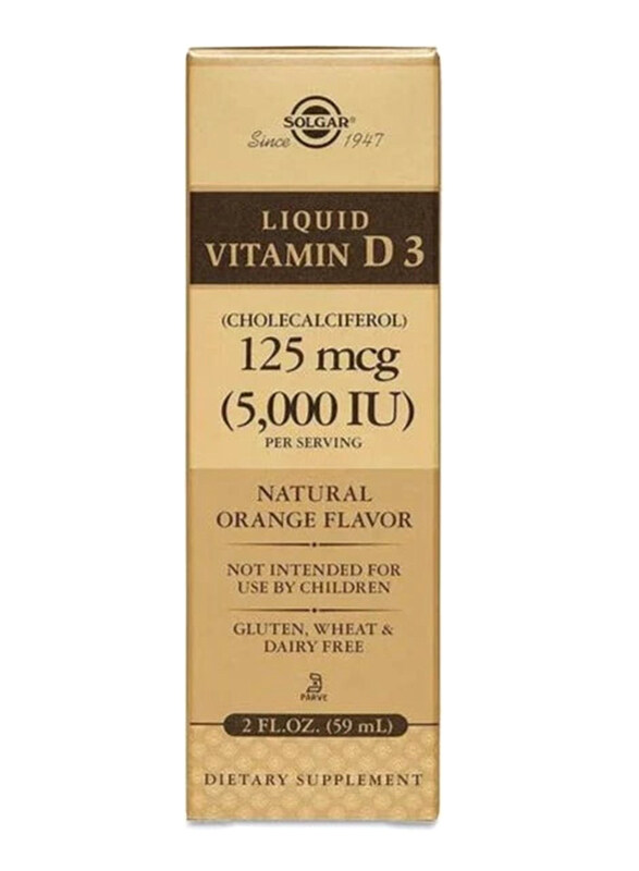 

Solgar Vitamin D3 (Cholecalciferol) 5000 IU Natural Orange Flavour Liquid, 2Oz