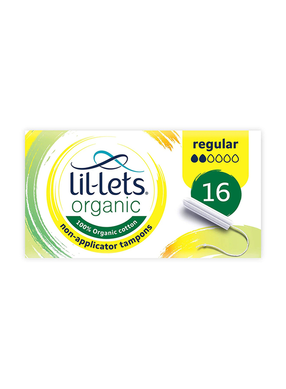 Lil-Lets Organic Non Applicator Tampon Regular, 16 Pieces