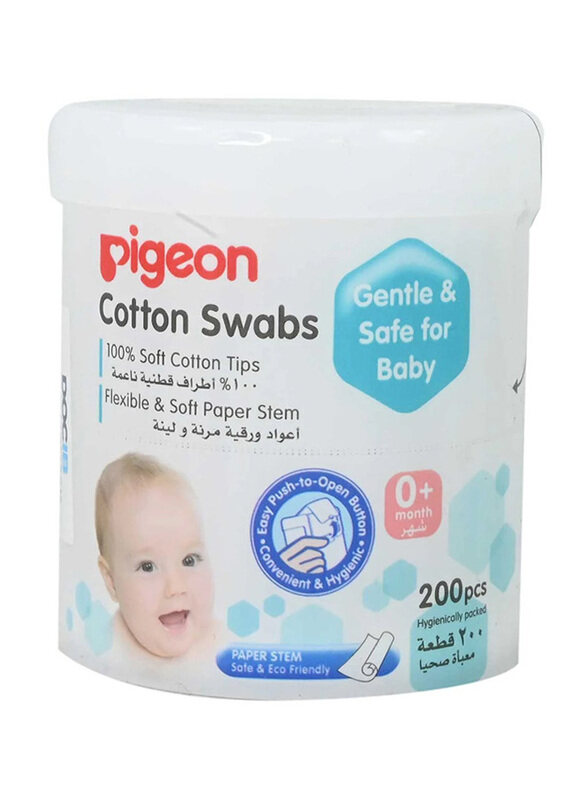 

Pigeon 200-Pieces Soft Paper Stem Cotton Swabs for Babies