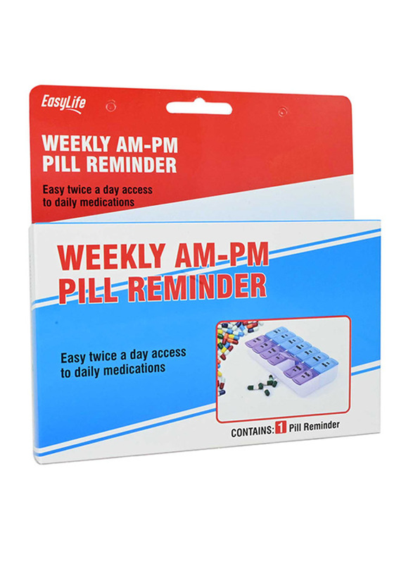 Easy Life Weekly Am-Pm Pill Planner, El0129, White/Blue/Purple