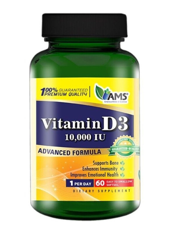 

AMS Vitamin D3 Dietary Supplements, 10000IU, 60 Softgels