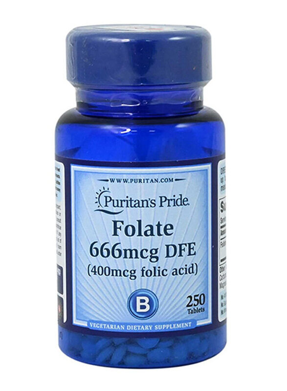 

Puritans Pride Folic Acid Dietary Supplement, 400mcg, 250 Tablets