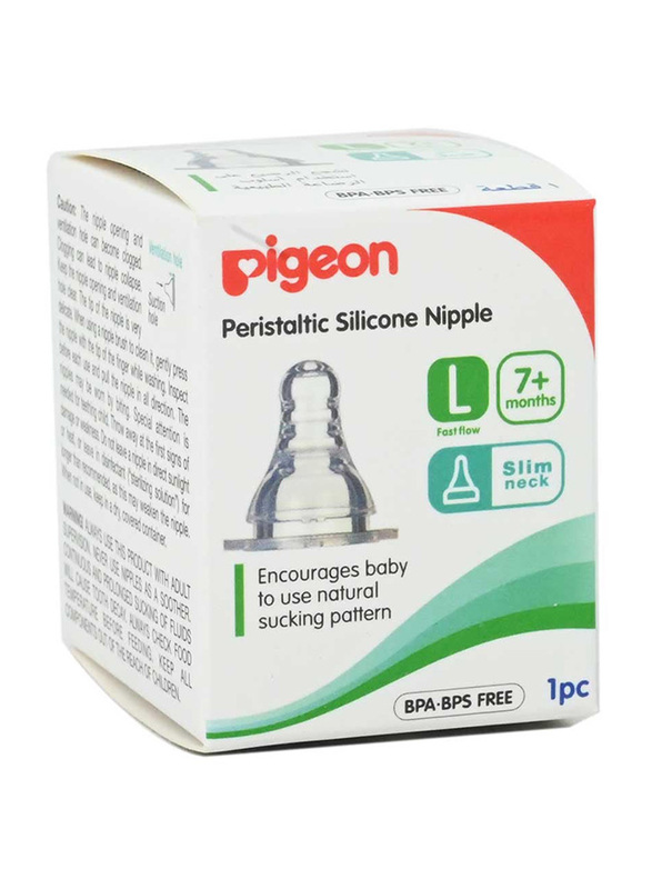 Pigeon Stype Peristaltic Silicone Nipple, Large, White