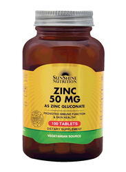 Sunshine Nutrition Zinc Dietary Supplement 50mg, 100 Tablets
