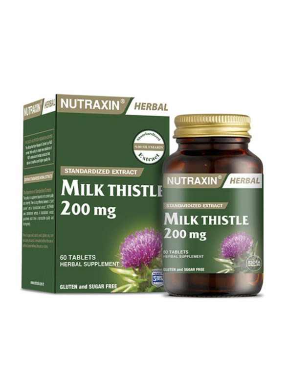 Nutraxin Herbal STD Extract Milk Thistle Supplement, 200mg, 60 Tablets