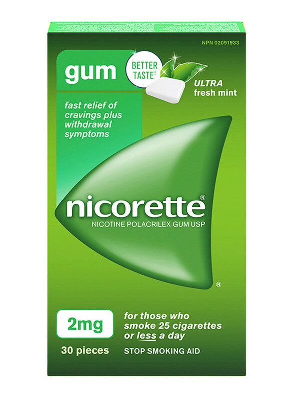 

Nicorette Fresh Mint 2mg Nicotine Polaclirex Gum USP for Smoking Aid, 30 Chews