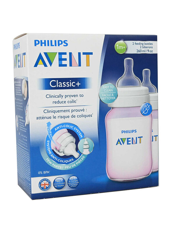 

Avent Classic Plus Bottle Pink, 260ml, Clear