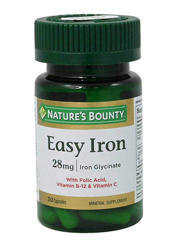 Nature's Bounty Easy Iron 28mg Mineral Supplement, 30 Capsules