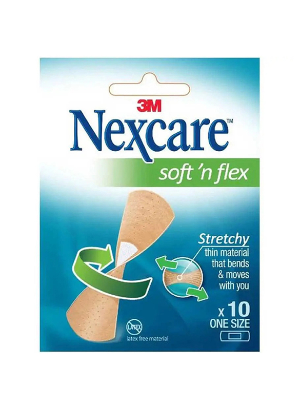 Nexcare 575-10E Soft 'N Flex Bandages, 10 Pieces, Brown