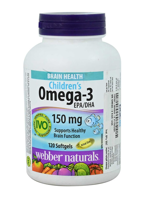 

Webber Naturals Omega-3 Brain Health Dietary Supplement for Kids, 120 Softgel