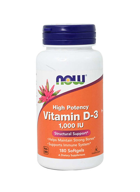 Now Vitamin D3 1000 IU Dietary Supplement, 180 Capsules