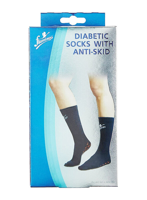 

Flamingo Diabetic Socks with Anti-Skid, Medium, Black