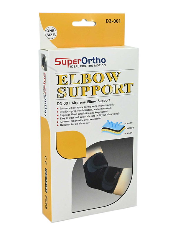 Super Ortho D3-001 Airprine Elbow Support, One Size, Black