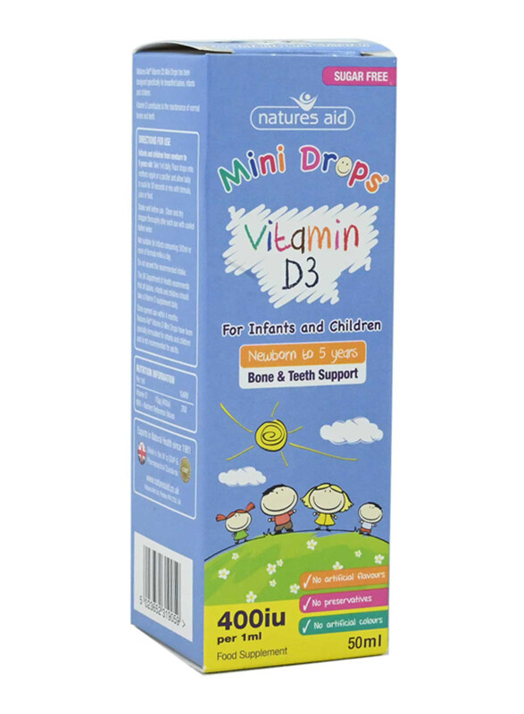

Natures Aid Infant & Children Vitamin D3 Drops Food Supplements, 400 IU, 50ml