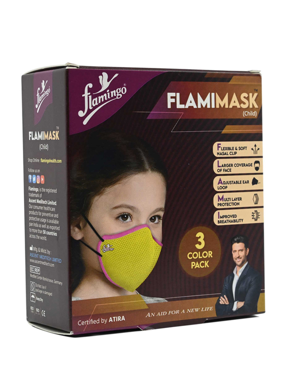 Flamingo Flami Kids Face Mask, 3 Pieces