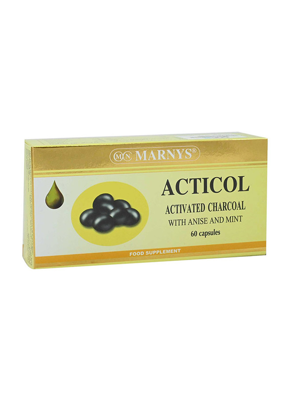 Marnys Acticol Activated Charcoal with Anise & Mint, 60 Capsules