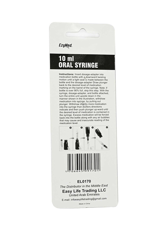 Easy Life 10ml Oral Syringe with Dosage Adapter, Clear