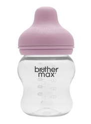 Brother Max Newbron Glass Bottle with S Teat, 100ml, Pink/Clear