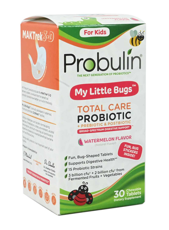 Probulin My Little Bugs Total Care Probiotic Watermelon Flavour Chewable Tablets, 30 Tablets