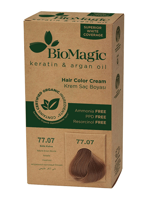 Biomagic keratin & Argan Oil Hair Color Cream, 77/07 Natural Brown Blonde