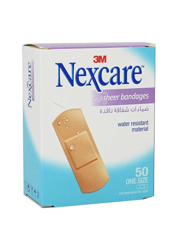 Nexcare 656-50 Regular Sheer Bandages, Brown, 50 Pieces