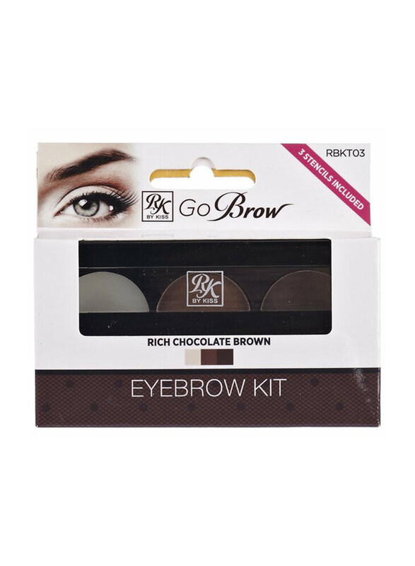

Kiss Go Brow Eyebrow Kit Rich Chocolate Brown, RBKTO3, Multicolour
