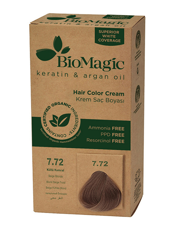 Biomagic keratin & Argan Oil Hair Color Cream, 7/72 Beige Blonde