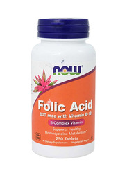 Now Folic Acid Dietary Supplement, 800mcg, 250 Tablets