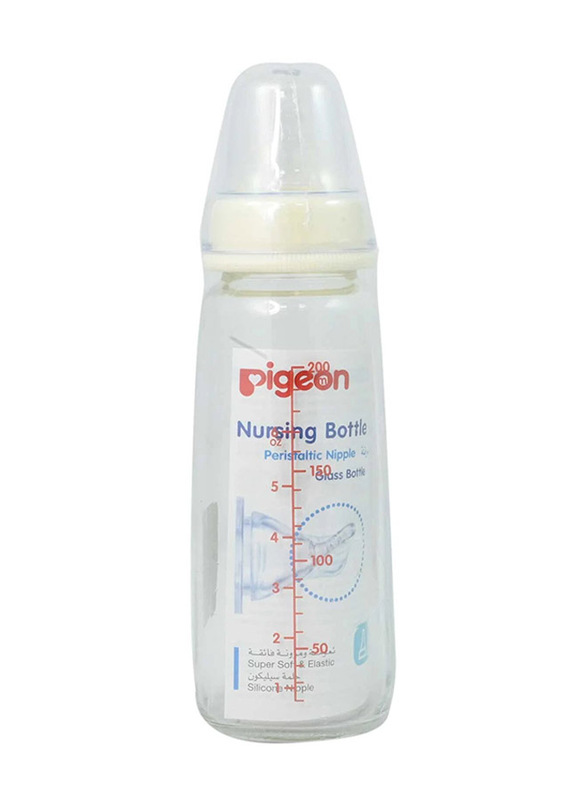 Pigeon K6 Glass Feeding Bottle with Transparent Cap, 200ml, Clear