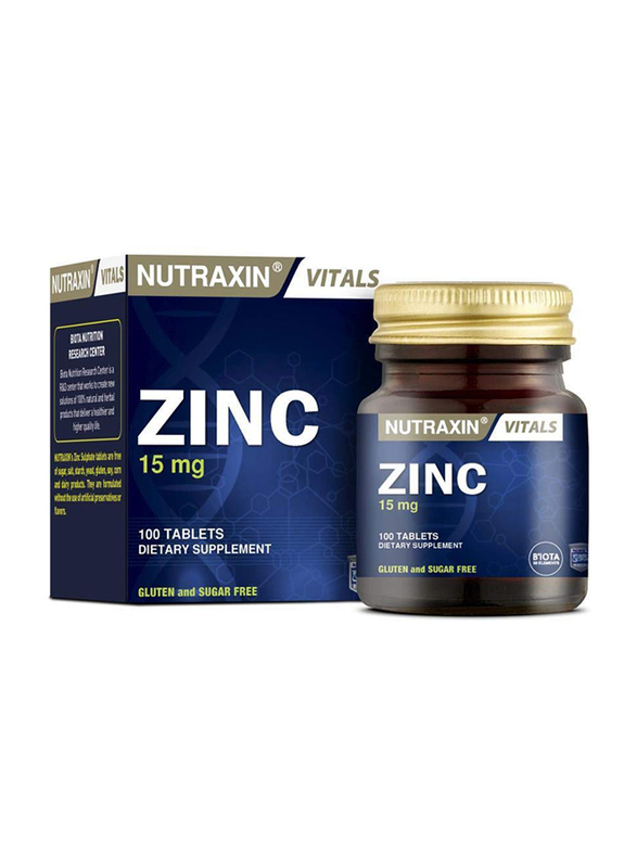Nutraxin Vitals Zinc Sulphate Dietary Supplement, 15mg, 100 Tablets