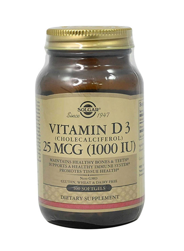 Solgar Vitamin D3 25 MCG (1000IU) Cholecalciferol Dietary Supplement, 100 Capsules