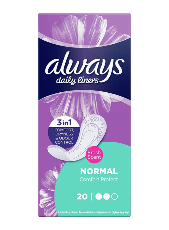 

Always 3-in-1 Fresh Normal Comfort Protect Pantyliners, 20 Pieces