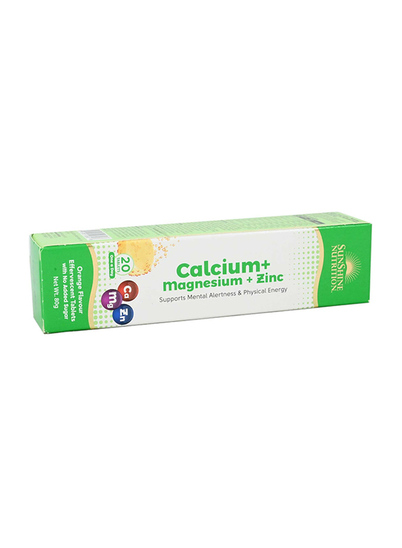 Sunshine Nutrition Calcium + Mag + Zinc, 20 Effervescent Tablets