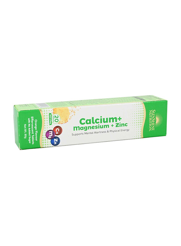 

Sunshine Nutrition Calcium + Mag + Zinc, 20 Effervescent Tablets