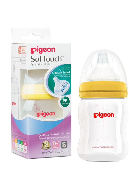 

Pigeon Plast Wide Neck Feed Bottle, 160ml, Yellow/Clear