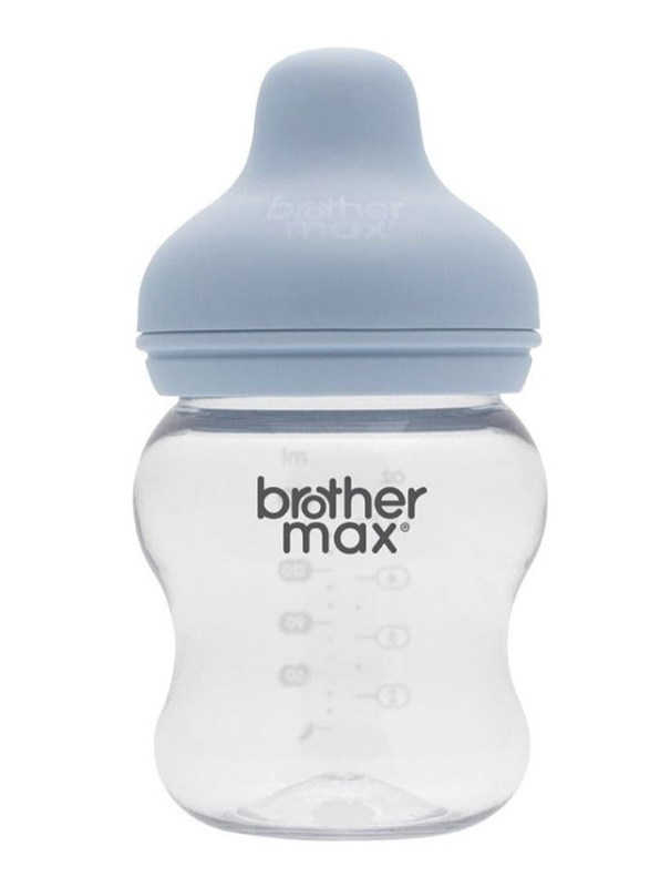 Brother Max Anticolic Feed Bottle with S Teat, 160ml, Light Blue/Clear