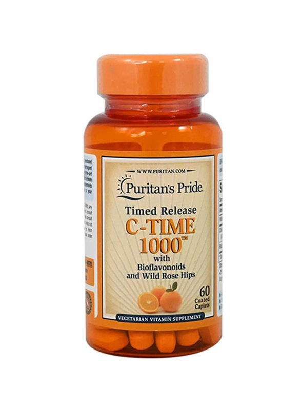 Puritans Pride Timed Release Vitamin C 1000 & Bioflavonoids & Rose Hips, 60 Caplets