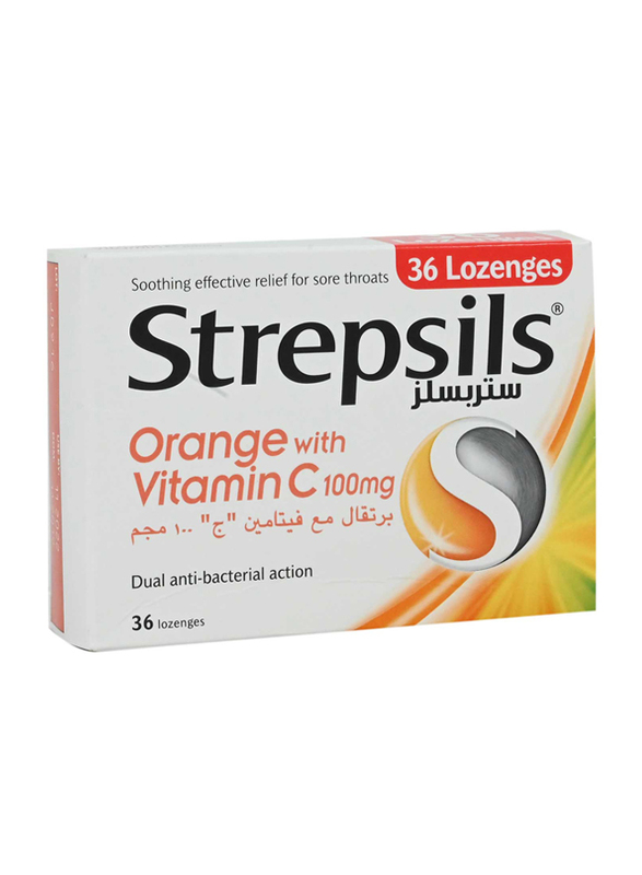 Strepsils Orange With Vitamin C, 100mg, 36 Lozenges