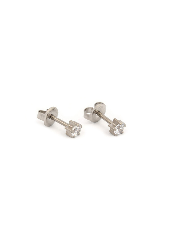 Studex Select Cubic Zirconia Stud Earrings for Women, Silver