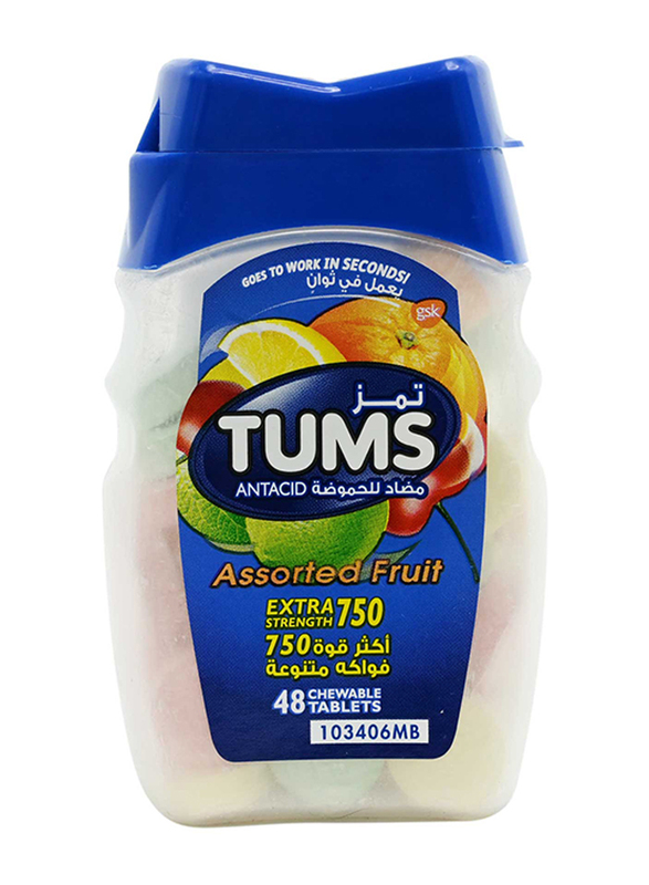 Tums Extra Strength Chewable Antacid Tablets, 750mg, 48 Tablets