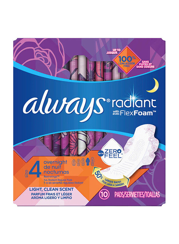 

Always Infnity Radiant Overnight Sanitary Pads, 10 Pads