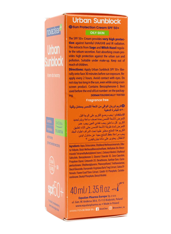 Novaclear SPF50+ Urban Sunblock Oily Skin, 40ml