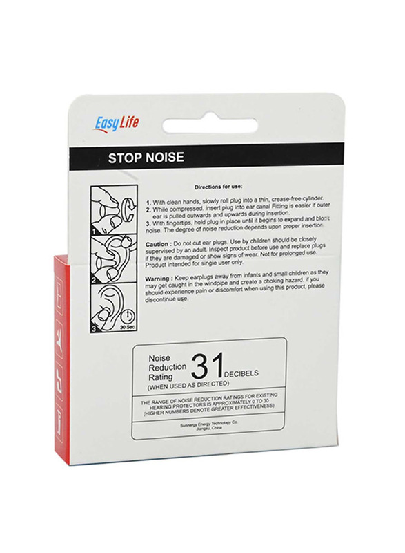 Easy Life Stop Noise Ear Plugs, 5 Pair, White