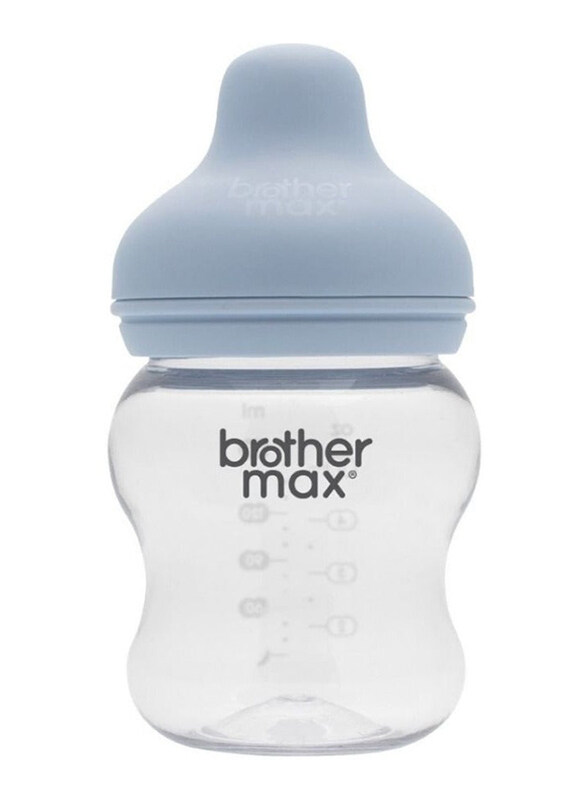 

Brother Max Wide Neck Feed Bottle, 160ml, Light Blue/Clear