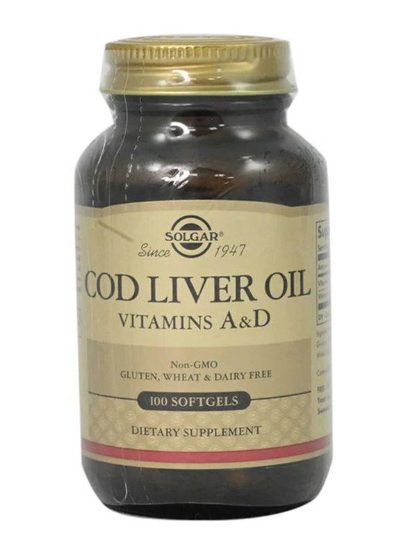 Solgar Cod Liver Oil Dietary Supplement, 100 Softgels