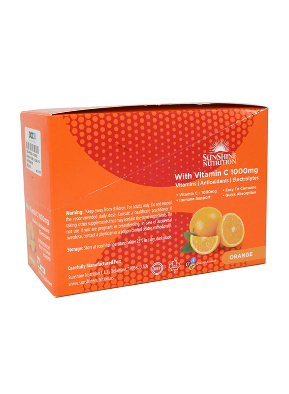 

Sunshine Nutrition Vitamin C Effervescent Orange Flavour Powder, 1000mg, 30 Sachets