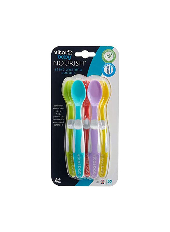 

Vital Baby Nourish Start Weaning Spoons, 4 Months+, 5 Pieces, Multicolour