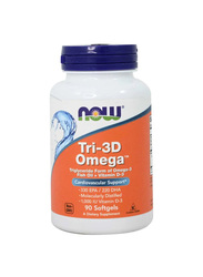 Now Tri-3D Omega Dietary Supplement, 90 Softgels