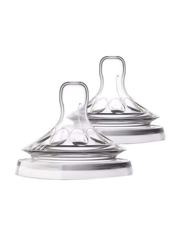 Avent Natural 2.0 Feeding Teats Variable Flow Nipples, 2 Pieces, 1+ Month, Scf045/27, Clear